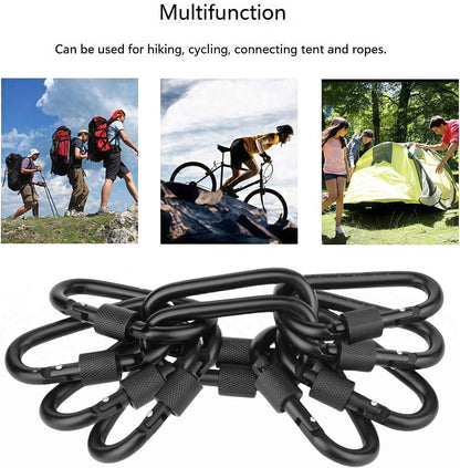 Locking Carabiner Clip, Vonpri 3 Inch D Ring Clips Spring Snap Key Chain Hook Screw Gate Aluminum Carabiners for Outdoor Travel Camping Fishing Hiking Backpack