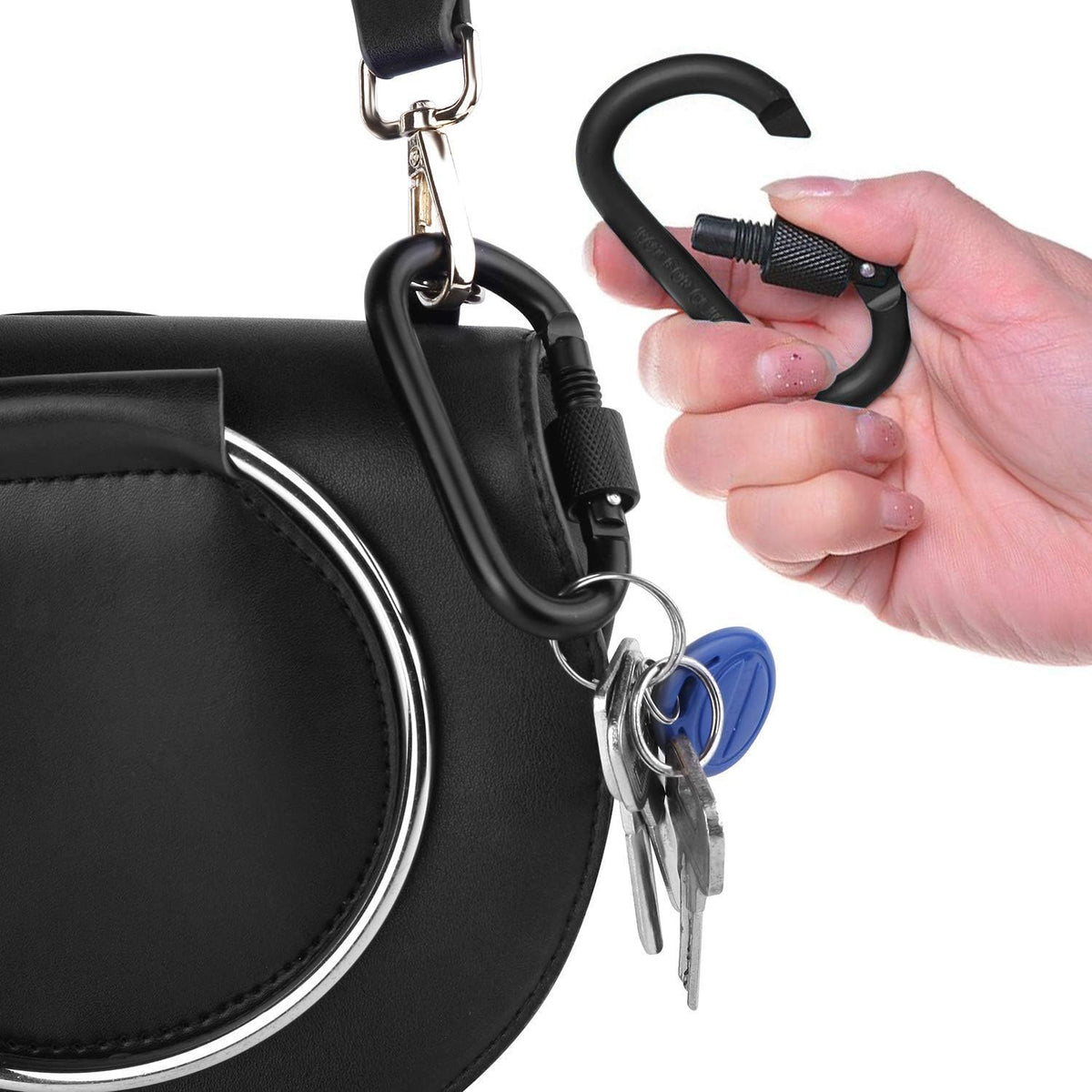 Locking Carabiner Clip, Vonpri 3 Inch D Ring Clips Spring Snap Key Chain Hook Screw Gate Aluminum Carabiners for Outdoor Travel Camping Fishing Hiking Backpack