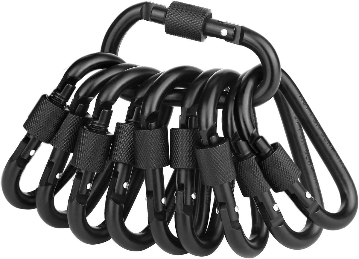 Locking Carabiner Clip, Vonpri 3 Inch D Ring Clips Spring Snap Key Chain Hook Screw Gate Aluminum Carabiners for Outdoor Travel Camping Fishing Hiking Backpack