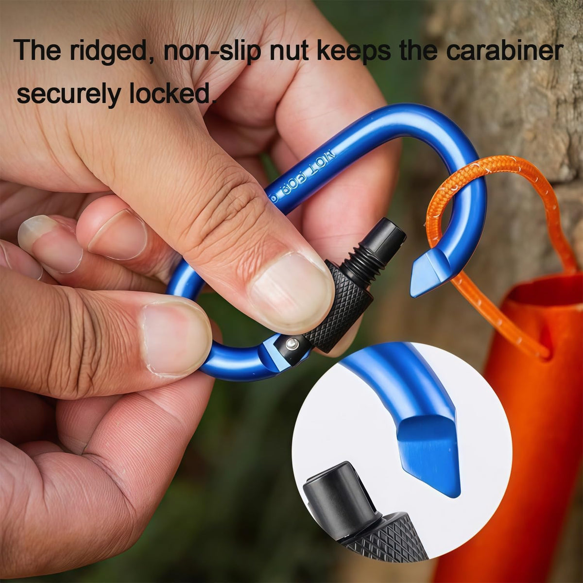 Locking Carabiner Clip, Vonpri 3 Inch D Ring Clips Spring Snap Key Chain Hook Screw Gate Aluminum Carabiners for Outdoor Travel Camping Fishing Hiking Backpack