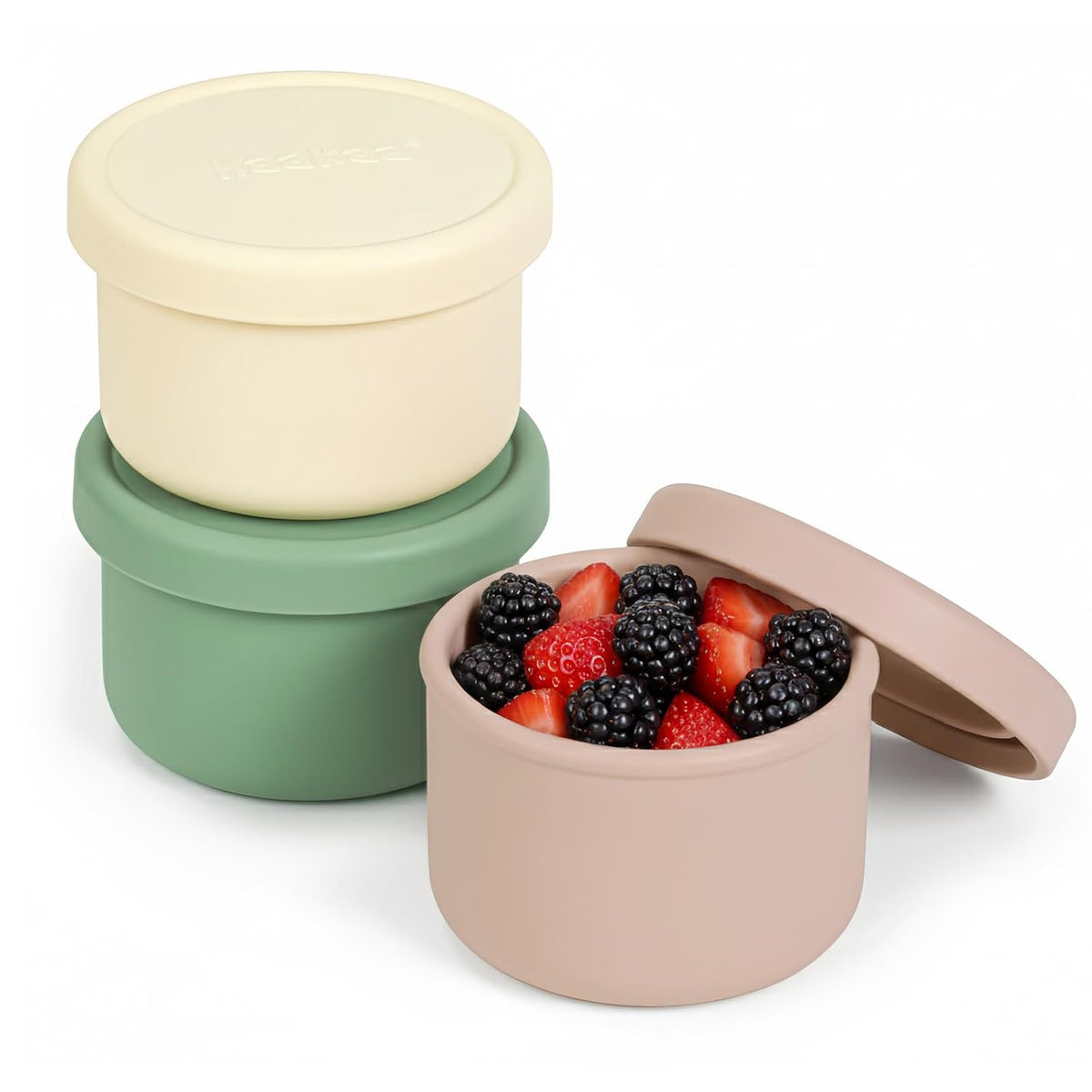 Silicone Baby Food Containers with Leakproof Lids, 5 oz, 3-Pack