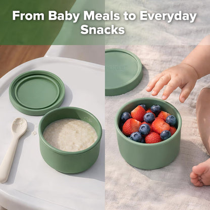 Silicone Baby Food Containers with Leakproof Lids, 5 oz, 3-Pack