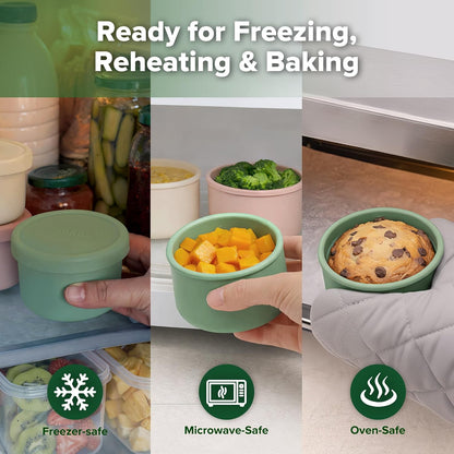 Silicone Baby Food Containers with Leakproof Lids, 5 oz, 3-Pack