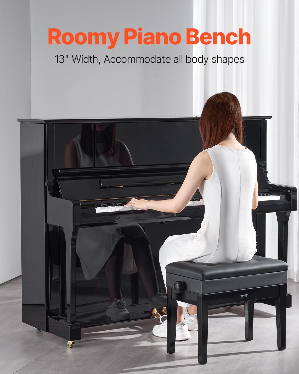 Piano Bench 22" x 13" x 19.3" Keyboard Chair 19.3"-22.8" Adjustable