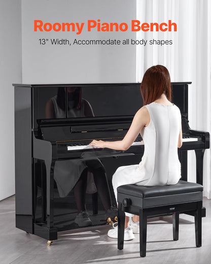 Piano Bench 22" x 13" x 19.3" Keyboard Chair 19.3"-22.8" Adjustable