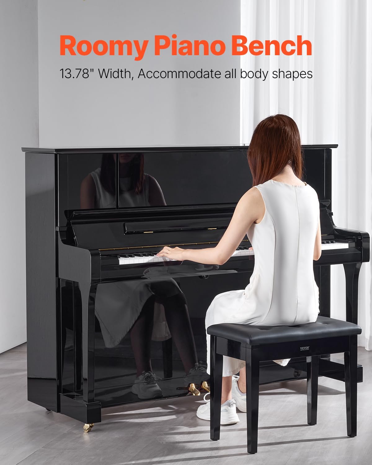 Piano Bench 22" x 13" x 19.3" Keyboard Chair 19.3"-22.8" Adjustable