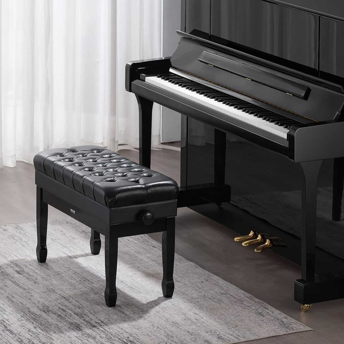 Piano Bench 22" x 13" x 19.3" Keyboard Chair 19.3"-22.8" Adjustable