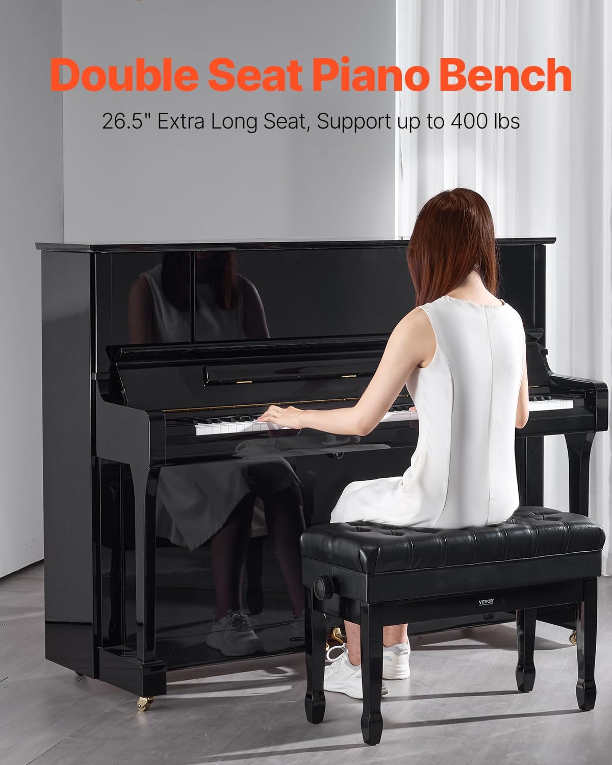 Piano Bench 22" x 13" x 19.3" Keyboard Chair 19.3"-22.8" Adjustable