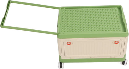 Rolling Toy Storage Bin Minimalist Style Toy Organizer with Lid and Wheels for Neat Storage (Green)