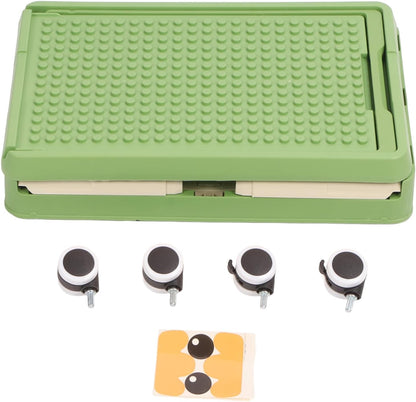 Rolling Toy Storage Bin Minimalist Style Toy Organizer with Lid and Wheels for Neat Storage (Green)