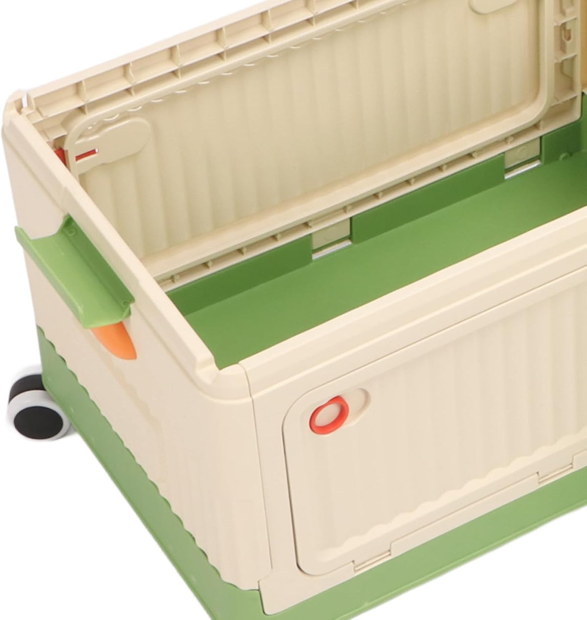 Rolling Toy Storage Bin Minimalist Style Toy Organizer with Lid and Wheels for Neat Storage (Green)