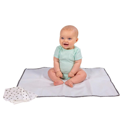 J.L. Childress Portable Baby Changing Pad Bundle with Disposable Pads, Grey