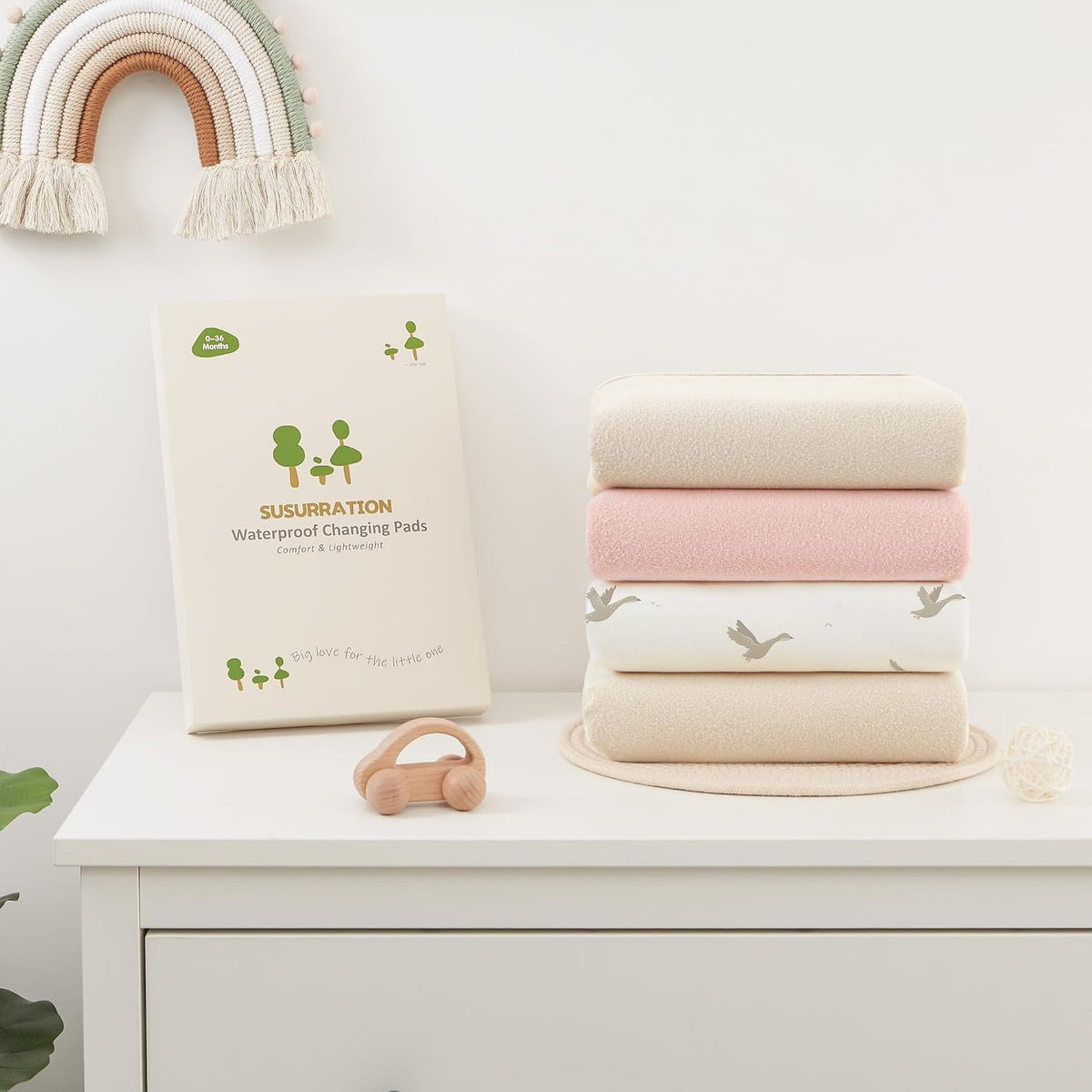 Baby Portable Foldable Changing Pad 2 Pack, Travel Changing Mat 35×29.5 inch Apricot Pink