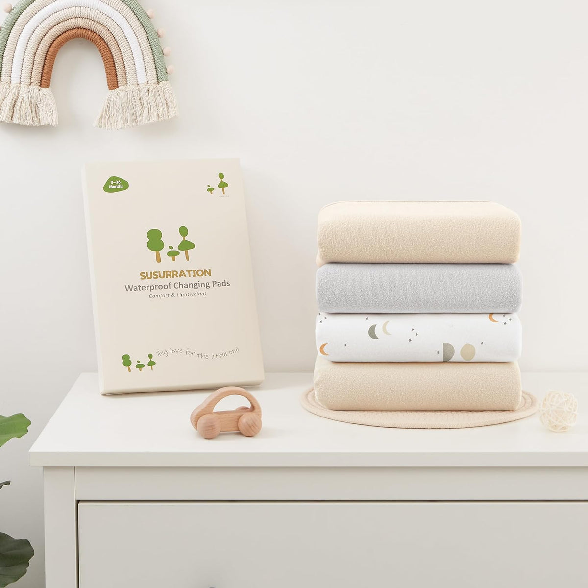 Baby Portable Foldable Changing Pad 2 Pack, Travel Changing Mat 35×29.5 inch Apricot Pink