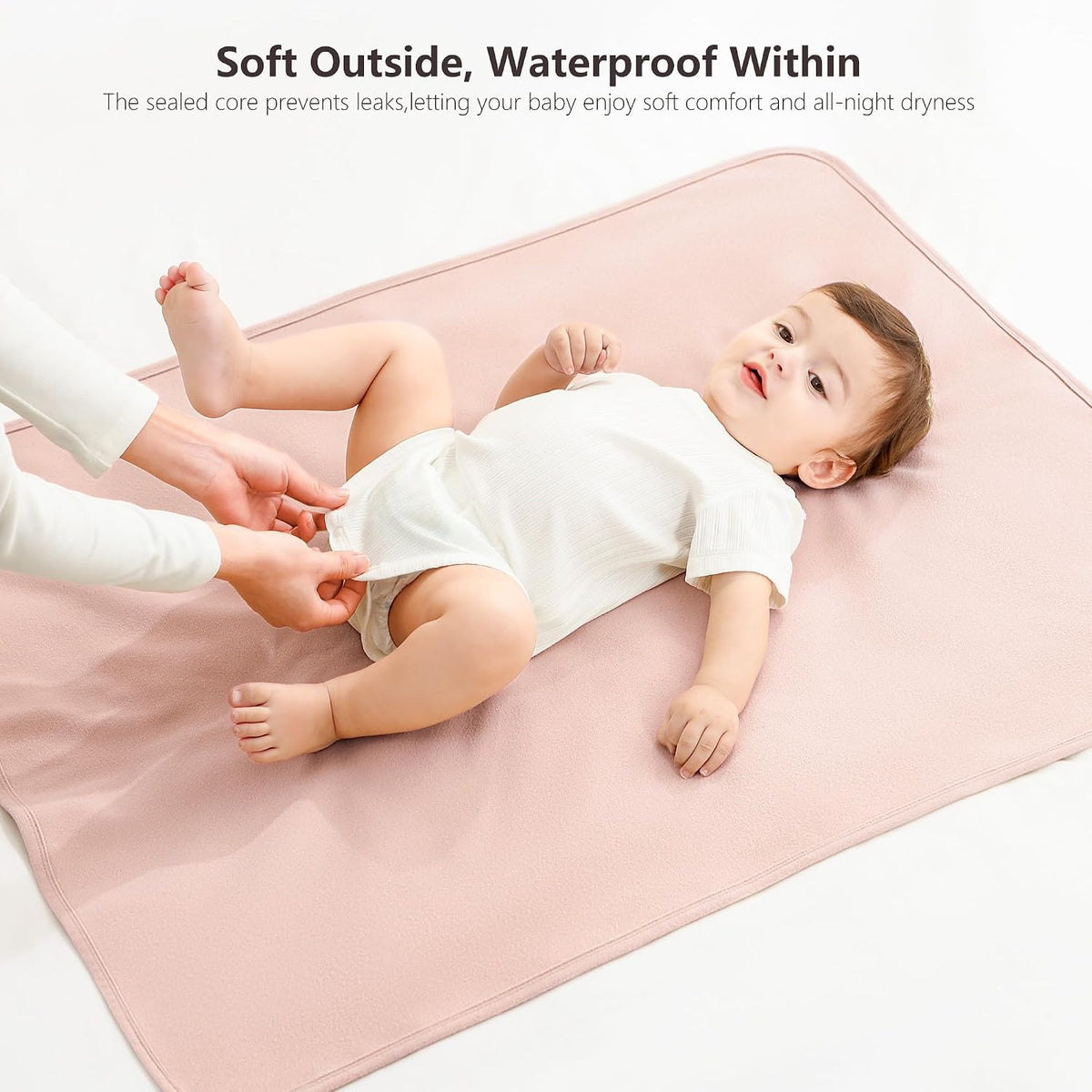 Baby Portable Foldable Changing Pad 2 Pack, Travel Changing Mat 35×29.5 inch Apricot Pink