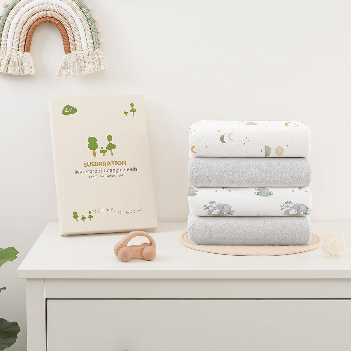Baby Portable Foldable Changing Pad 2 Pack, Travel Changing Mat 35×29.5 inch Apricot Pink