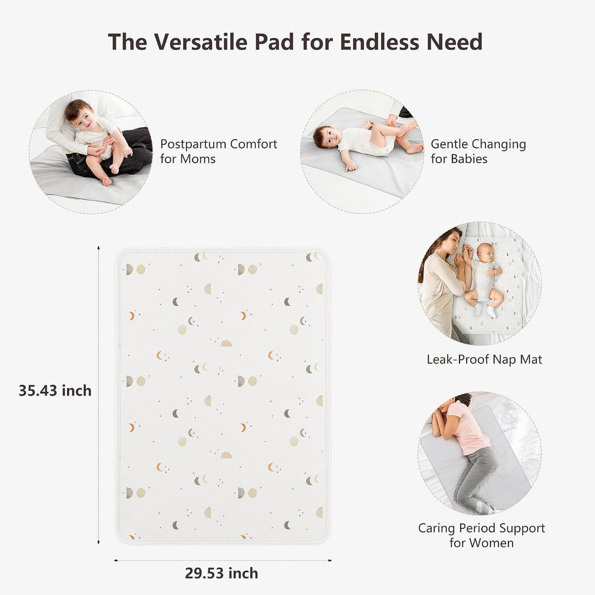 Baby Portable Foldable Changing Pad 2 Pack, Travel Changing Mat 35×29.5 inch Apricot Pink