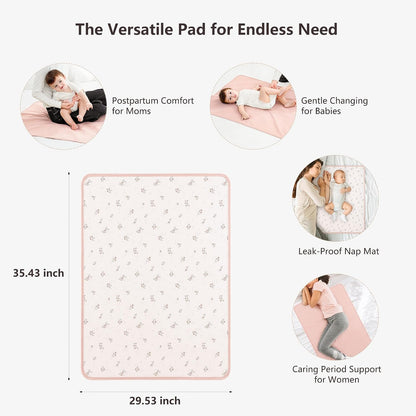 Baby Portable Foldable Changing Pad 2 Pack, Travel Changing Mat 35×29.5 inch Apricot Pink