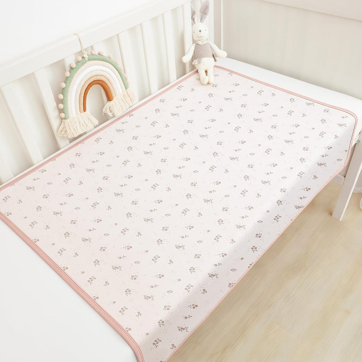 Baby Portable Foldable Changing Pad 2 Pack, Travel Changing Mat 35×29.5 inch Apricot Pink