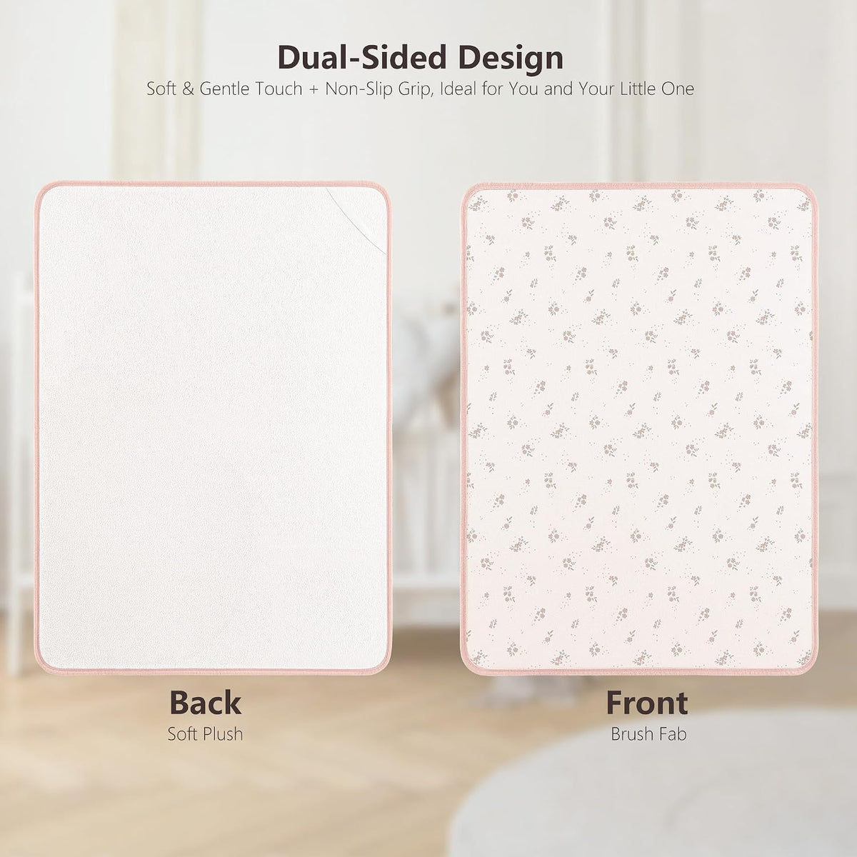 Baby Portable Foldable Changing Pad 2 Pack, Travel Changing Mat 35×29.5 inch Apricot Pink