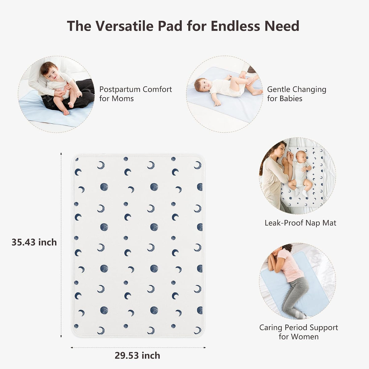 Baby Portable Foldable Changing Pad 2 Pack, Travel Changing Mat 35×29.5 inch Apricot Pink
