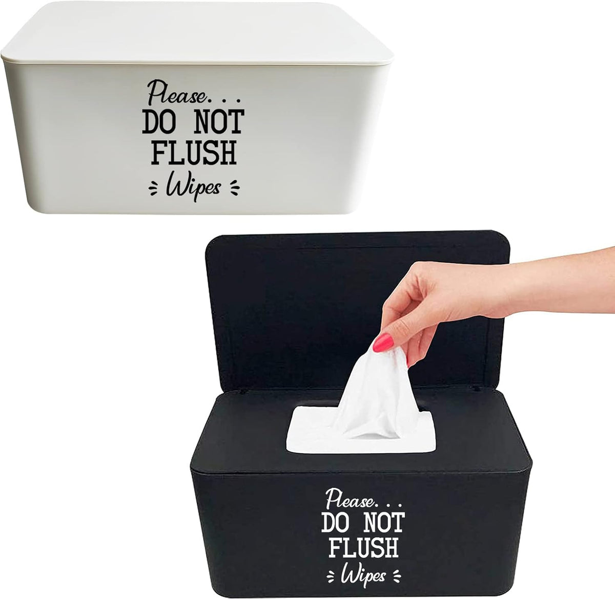 2 Pack Baby Wipes Dispenser for Bathroom Please DO NOT Flush Wipes Holder Container