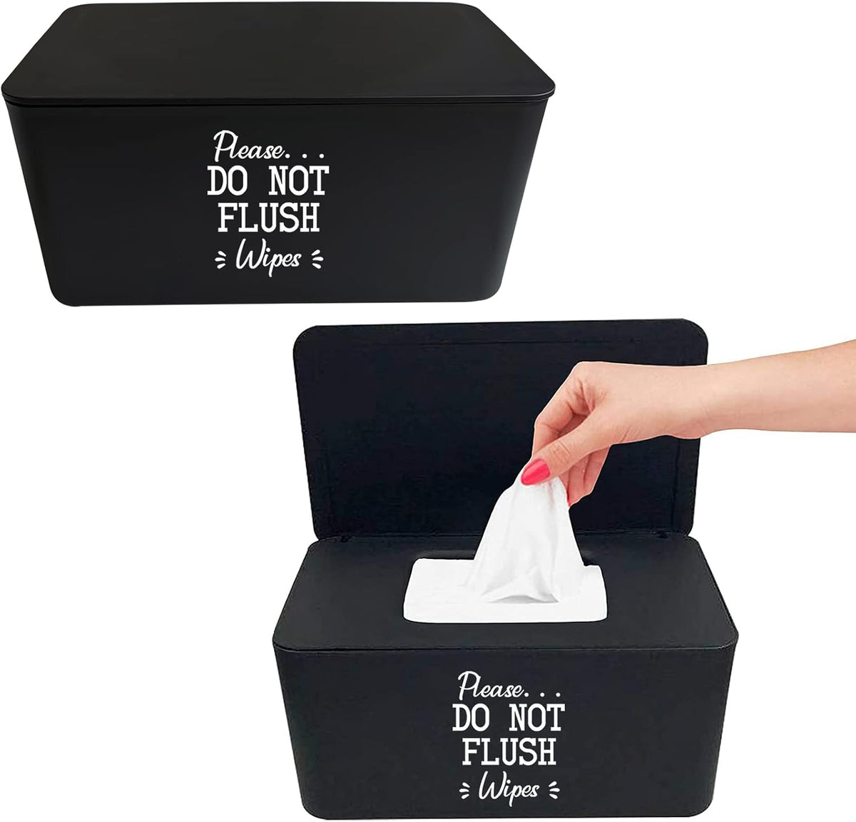 2 Pack Baby Wipes Dispenser for Bathroom Please DO NOT Flush Wipes Holder Container