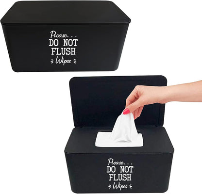 2 Pack Baby Wipes Dispenser for Bathroom Please DO NOT Flush Wipes Holder Container