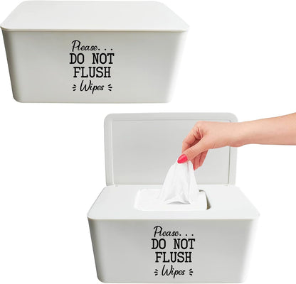 2 Pack Baby Wipes Dispenser for Bathroom Please DO NOT Flush Wipes Holder Container