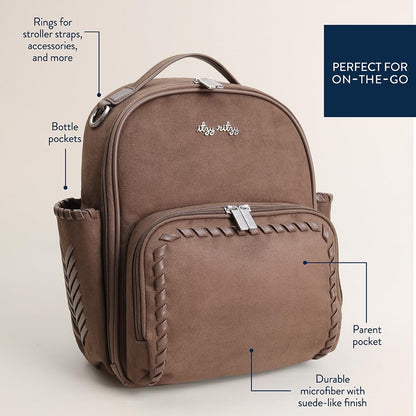 Mini Diaper Bag Backpack - 10 Pockets with Changing Pad (Aspen)