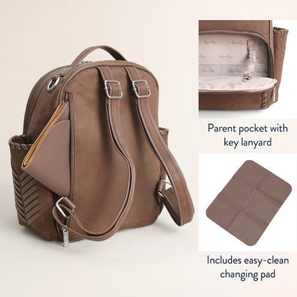 Mini Diaper Bag Backpack - 10 Pockets with Changing Pad (Aspen)