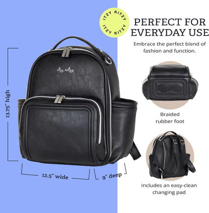 Mini Diaper Bag Backpack - 10 Pockets with Changing Pad (Aspen)