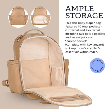 Mini Diaper Bag Backpack - 10 Pockets with Changing Pad (Aspen)