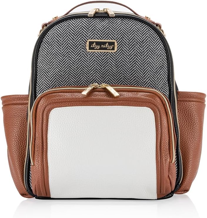 Mini Diaper Bag Backpack - 10 Pockets with Changing Pad (Aspen)