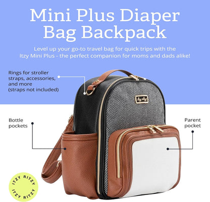 Mini Diaper Bag Backpack - 10 Pockets with Changing Pad (Aspen)