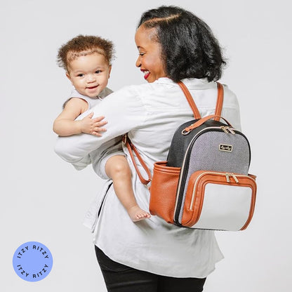 Mini Diaper Bag Backpack - 10 Pockets with Changing Pad (Aspen)
