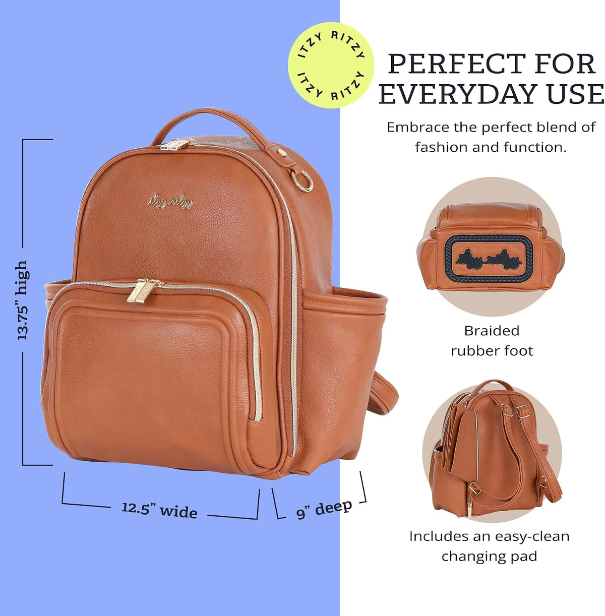 Mini Diaper Bag Backpack - 10 Pockets with Changing Pad (Aspen)