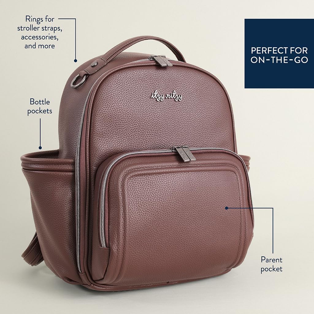Mini Diaper Bag Backpack - 10 Pockets with Changing Pad (Aspen)