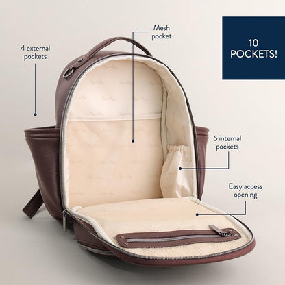 Mini Diaper Bag Backpack - 10 Pockets with Changing Pad (Aspen)