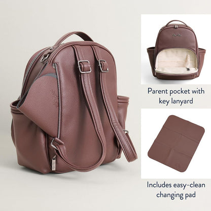 Mini Diaper Bag Backpack - 10 Pockets with Changing Pad (Aspen)