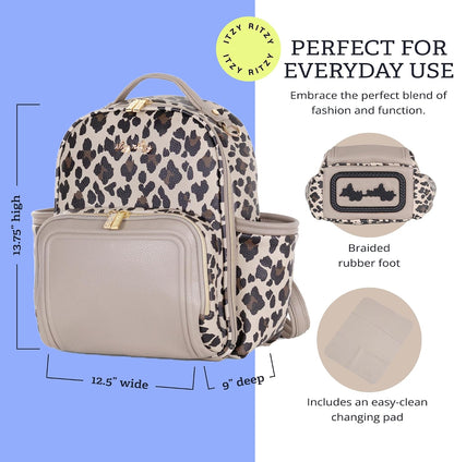Mini Diaper Bag Backpack - 10 Pockets with Changing Pad (Aspen)