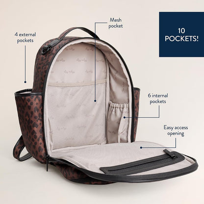 Mini Diaper Bag Backpack - 10 Pockets with Changing Pad (Aspen)