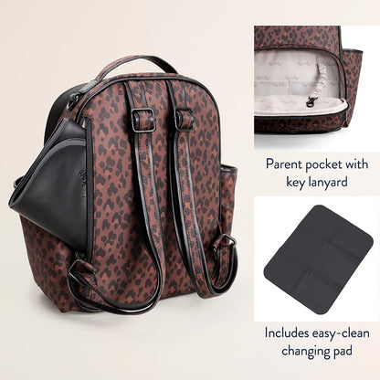 Mini Diaper Bag Backpack - 10 Pockets with Changing Pad (Aspen)