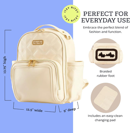 Mini Diaper Bag Backpack - 10 Pockets with Changing Pad (Aspen)
