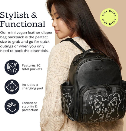 Mini Diaper Bag Backpack - 10 Pockets with Changing Pad (Aspen)