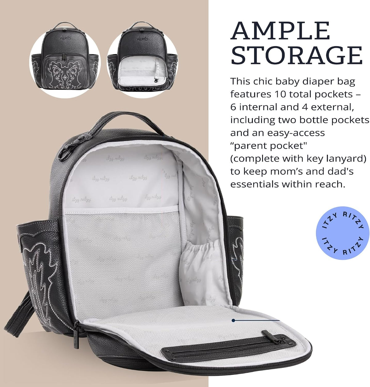 Mini Diaper Bag Backpack - 10 Pockets with Changing Pad (Aspen)
