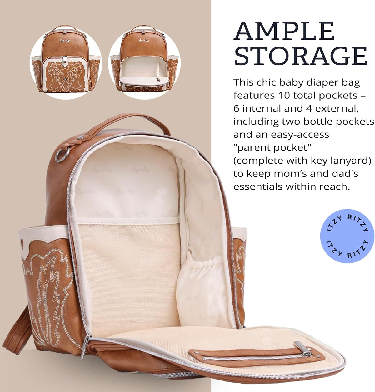 Mini Diaper Bag Backpack - 10 Pockets with Changing Pad (Aspen)