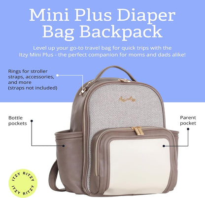 Mini Diaper Bag Backpack - 10 Pockets with Changing Pad (Aspen)