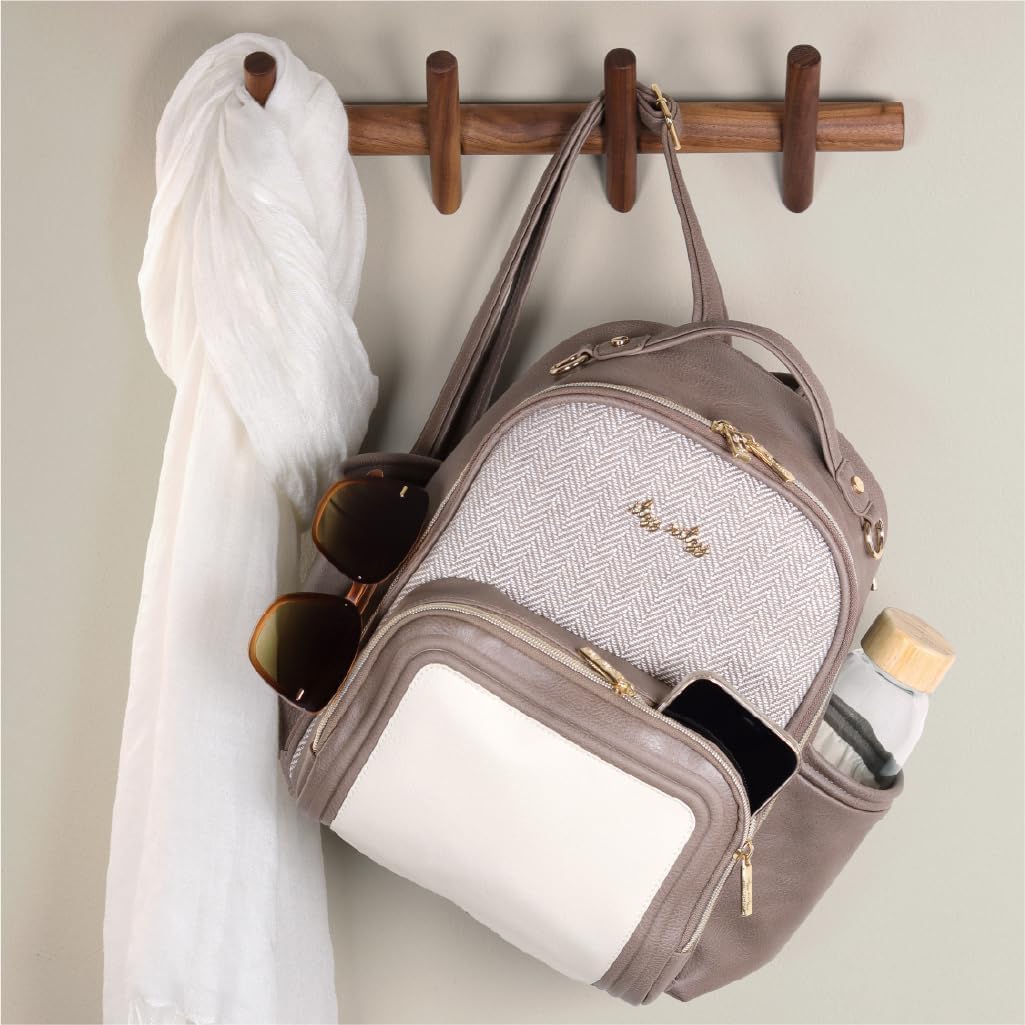 Mini Diaper Bag Backpack - 10 Pockets with Changing Pad (Aspen)