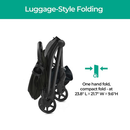 Lithe, Lightweight Stroller, Compact One-Hand Fold Luggage-Style Travel Stroller for Airplane Friendly, Reclining Seat and XL Canopy, with Rain Cover & Travel Carry Bag & Cup Holder